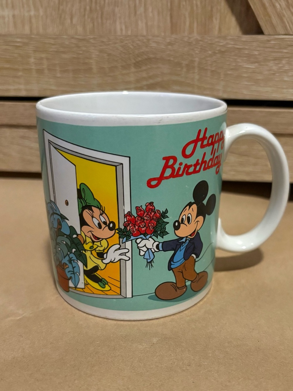 Walt Disney 1987 Mickey & Minnie Happy Birthday Coffee Mug